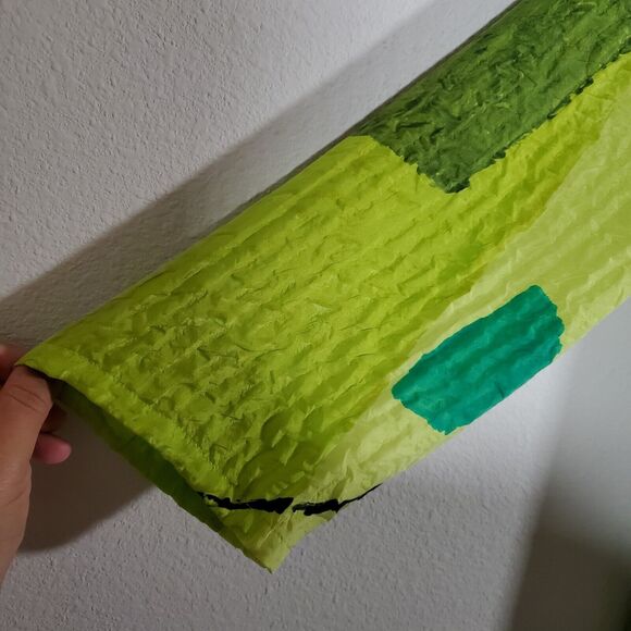 Alexis Abrams Tunic Top Large Green Handpainted Crinkle Silk Artwear Artsy Boho - Picture 5 of 12